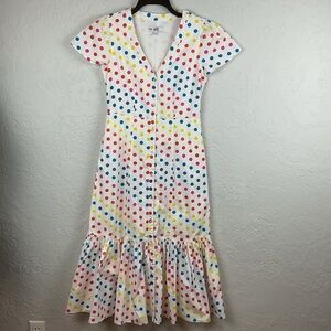 Color Me Courtney Dipping Dot Button-Down Midi Dress Sz 4